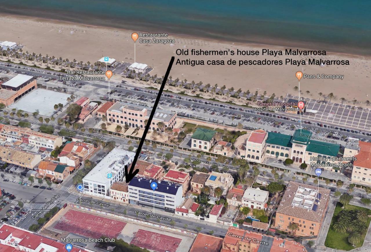 Old Fisherman'S House In Malvarrosa Beach Valencia Exterior foto